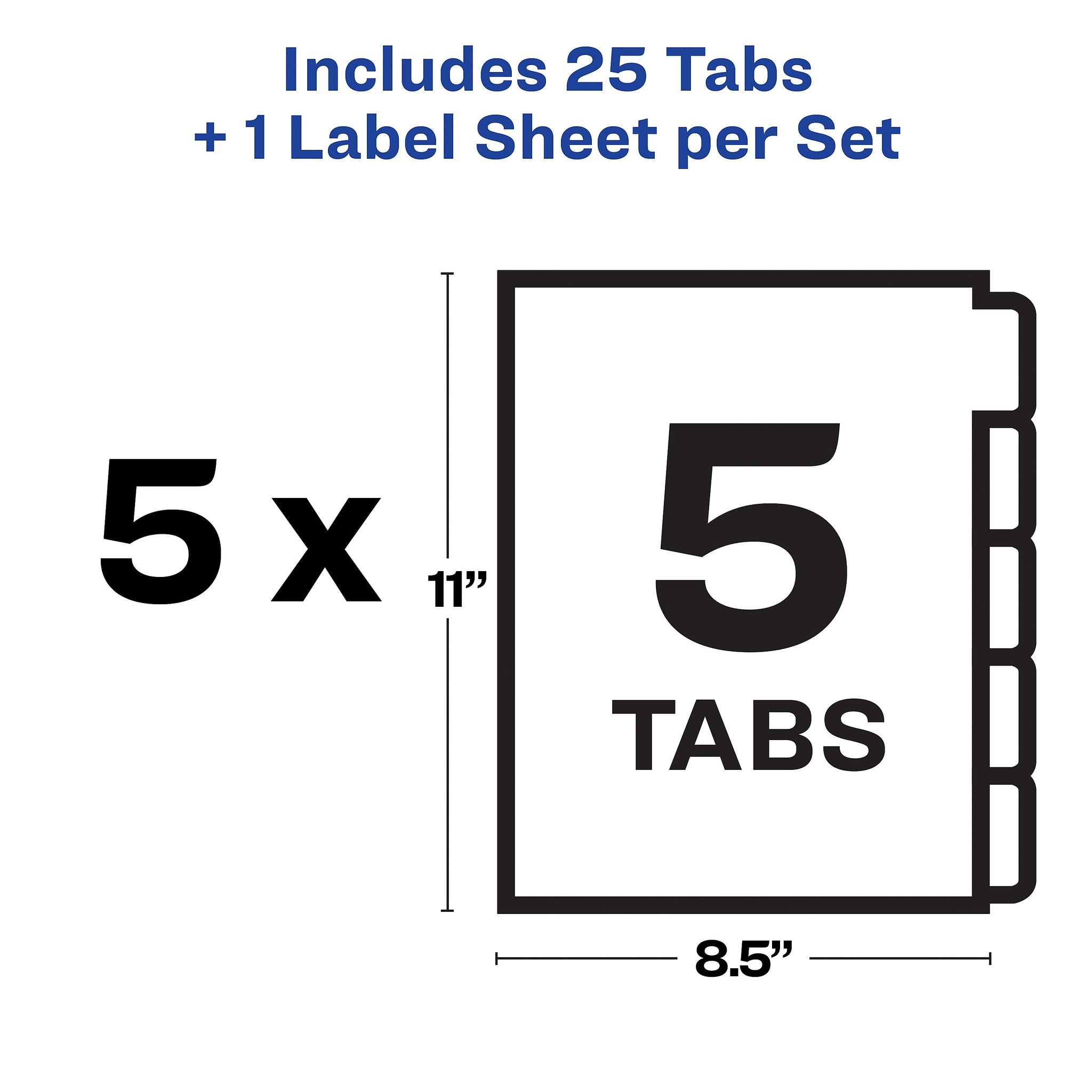 Avery Index Maker Paper Dividers with Print & Apply Label Sheets, 5 Tabs, White, 5 Sets/Pack
