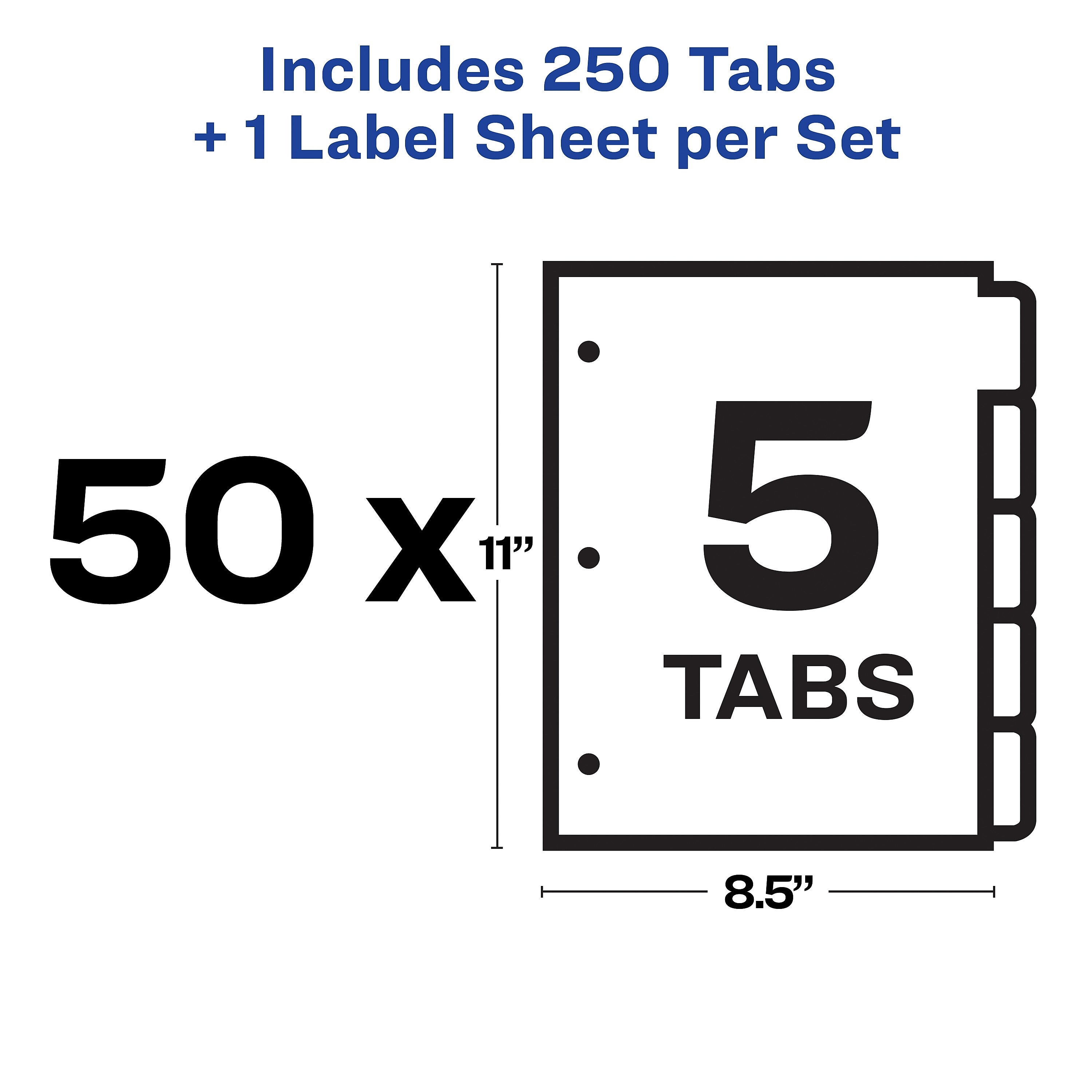 Avery Index Maker Paper Dividers with Print & Apply Label Sheets, 5 Tabs, White, 50 Sets/Pack