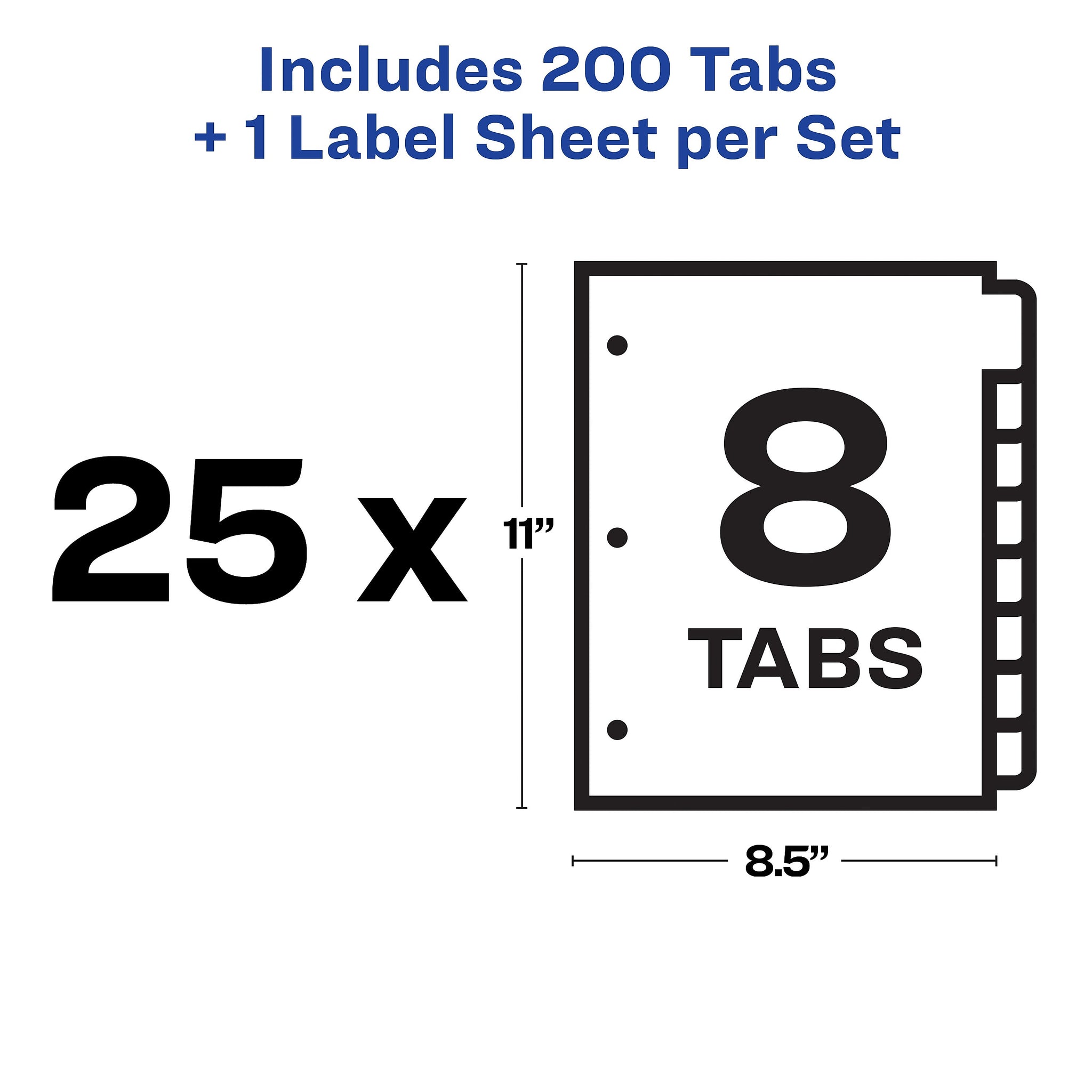 Avery Index Maker Paper Dividers with Print & Apply Label Sheets, 8 Tabs, Multicolor, 25 Sets/Pack