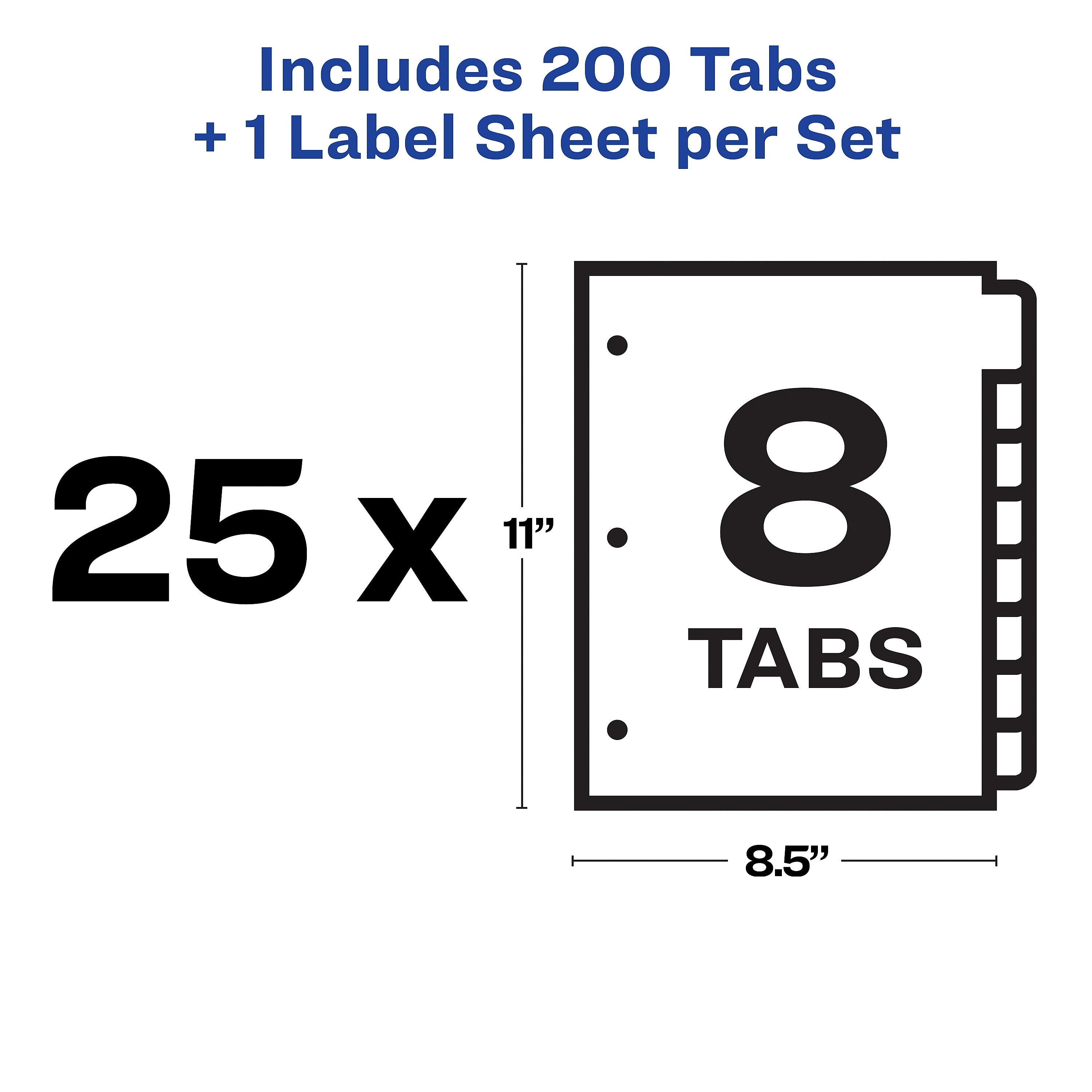 Avery Index Maker Paper Dividers with Print & Apply Label Sheets, 8 Tabs, Multicolor, 25 Sets/Pack