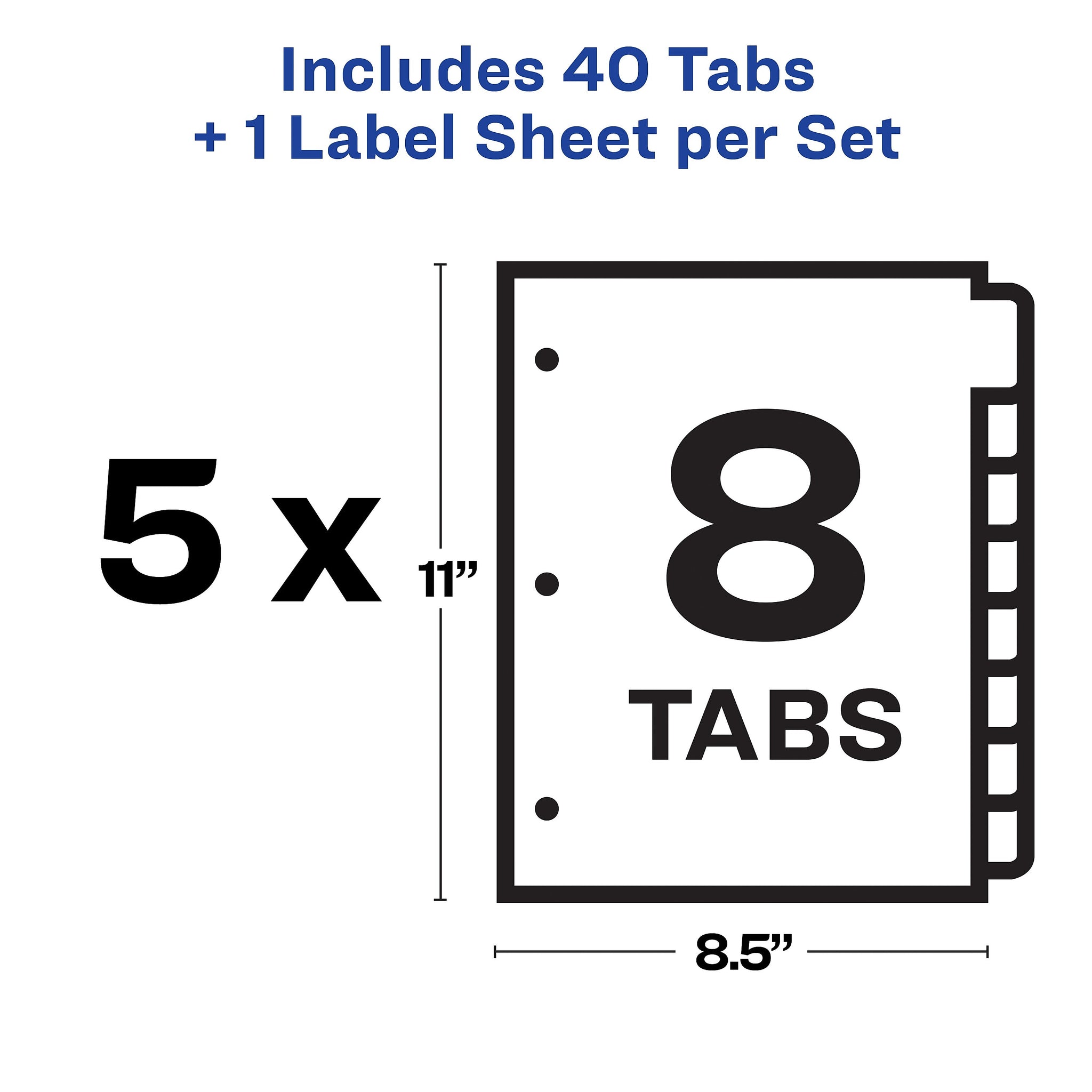 Avery Index Maker Paper Dividers with Print & Apply Label Sheets, 8 Tabs, Multicolor, 5 Sets/Pack