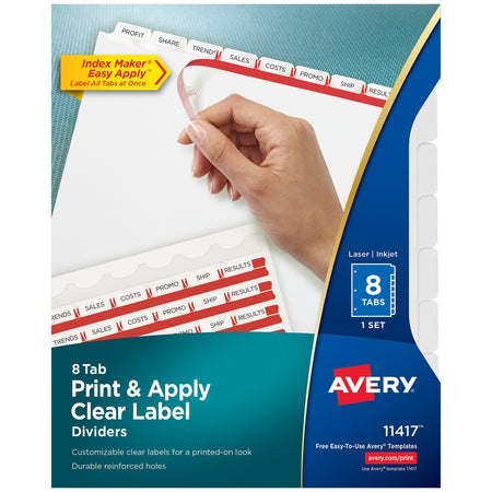 Avery Index Maker Paper Dividers with Print & Apply Label Sheets, 8 Tabs, White