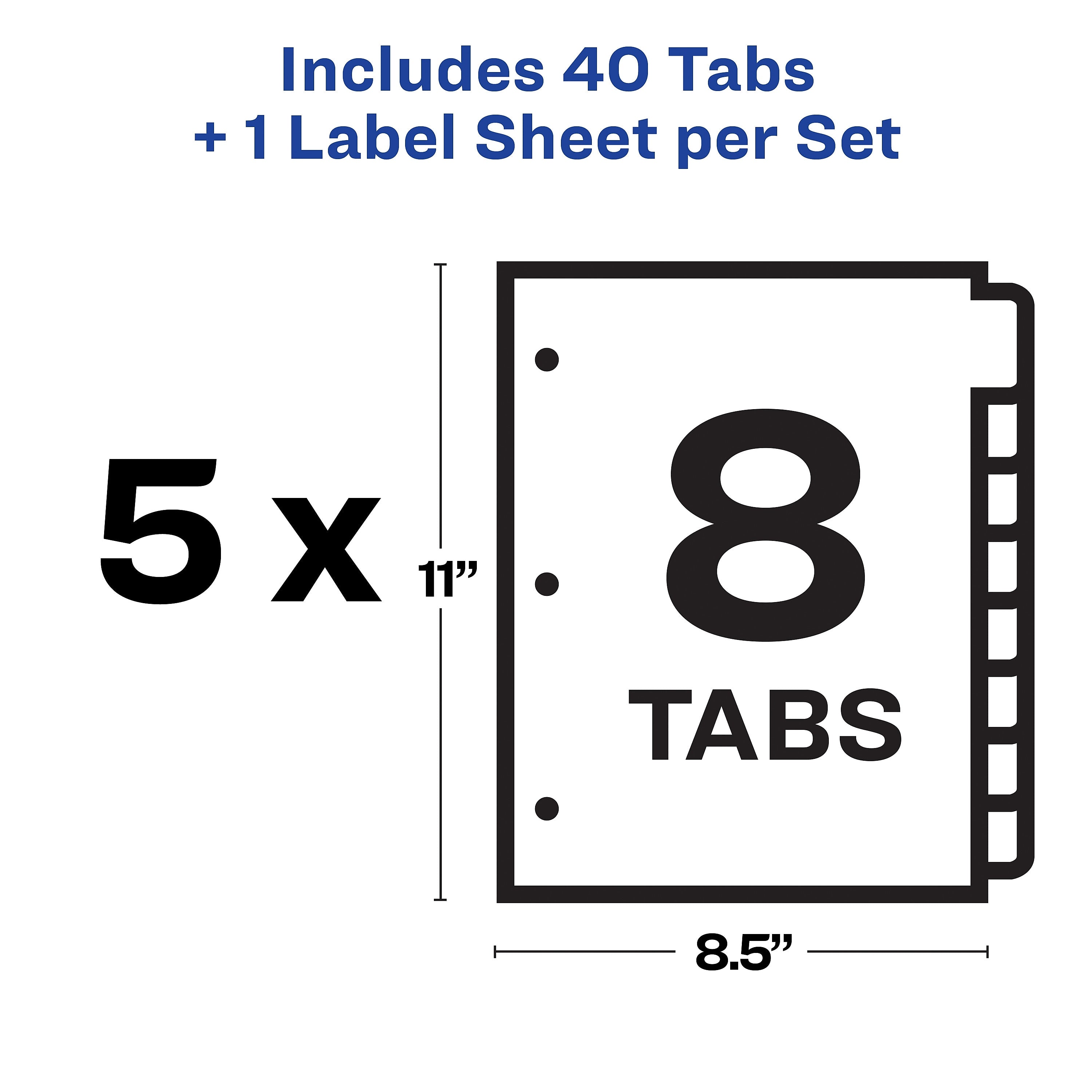 Avery Index Maker Plastic Dividers with Print & Apply Label Sheets, 5 Tabs, Frosted White, 5 Sets/Pack