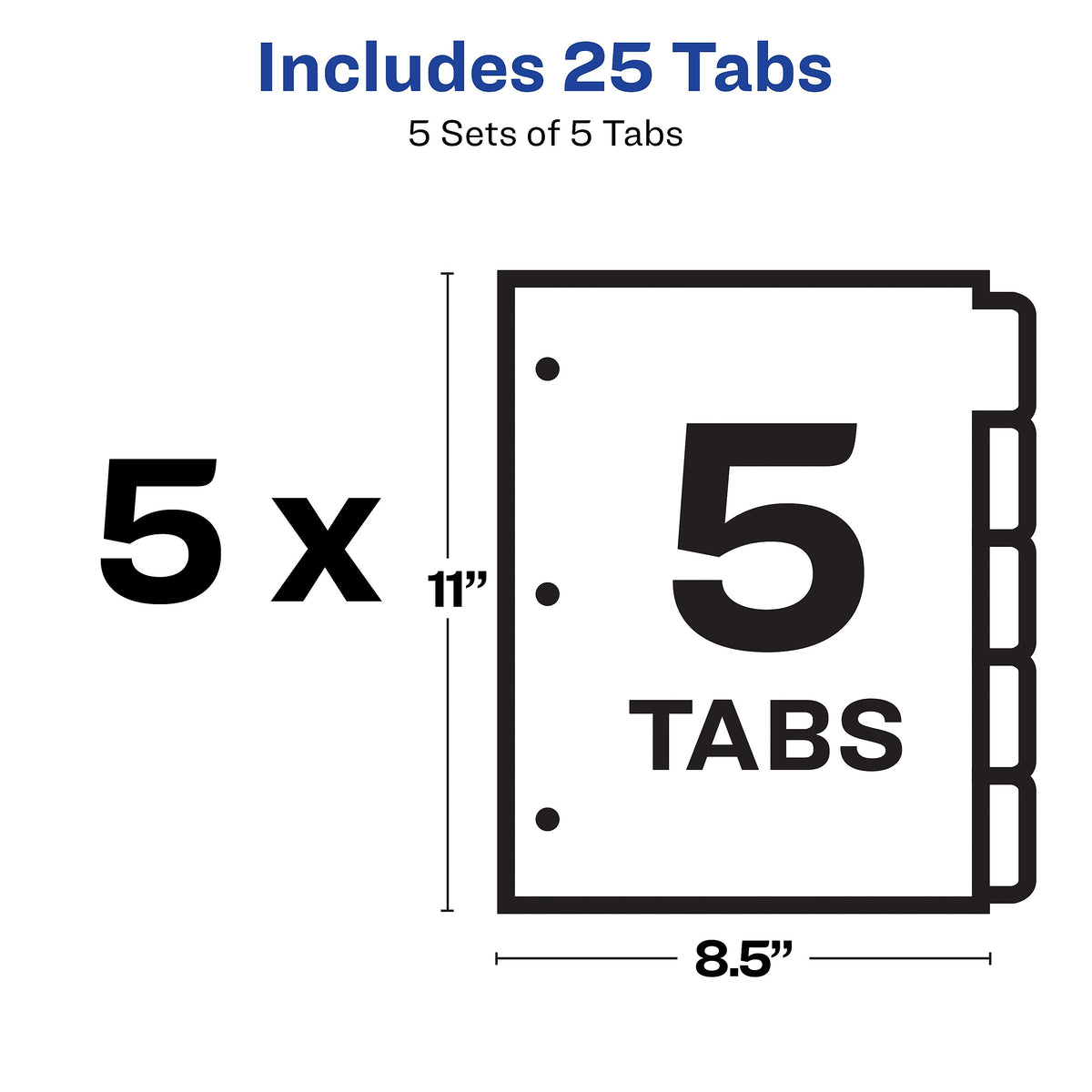 Avery Index Maker Print & Apply Label Paper Dividers for Copiers, 5 Tabs, White, 5 Sets/Pack