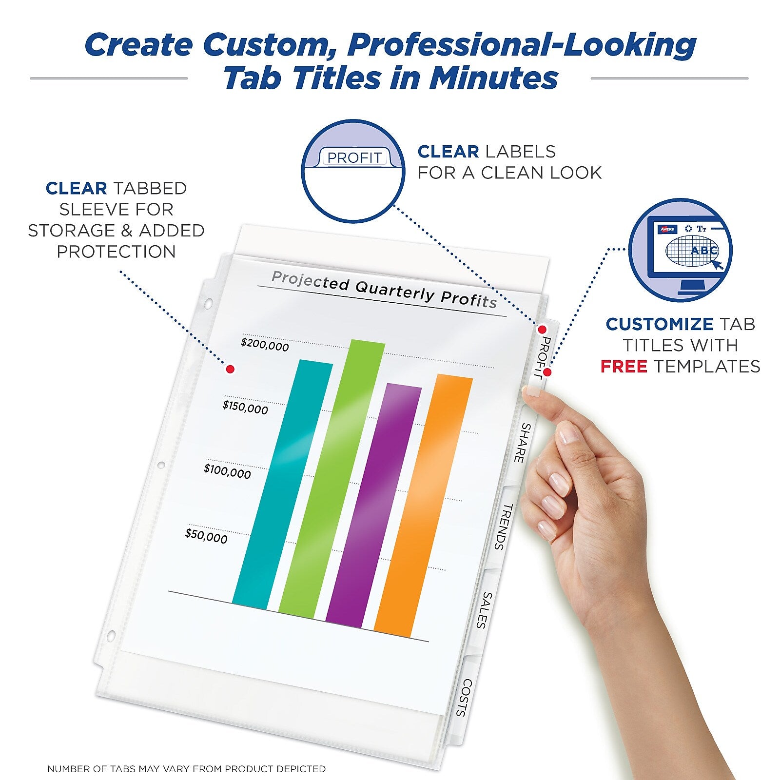 Avery Index Maker Sheet Protector Dividers with Print & Apply Label Sheets, 8 Tabs, Clear