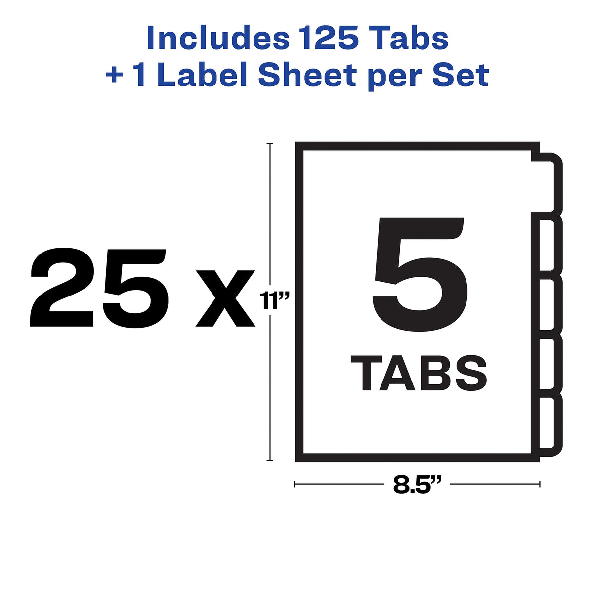 Avery Index Maker Unpunched Paper Dividers with Print & Apply Label Sheets, 5 Tabs, White, 25 Sets/Pack