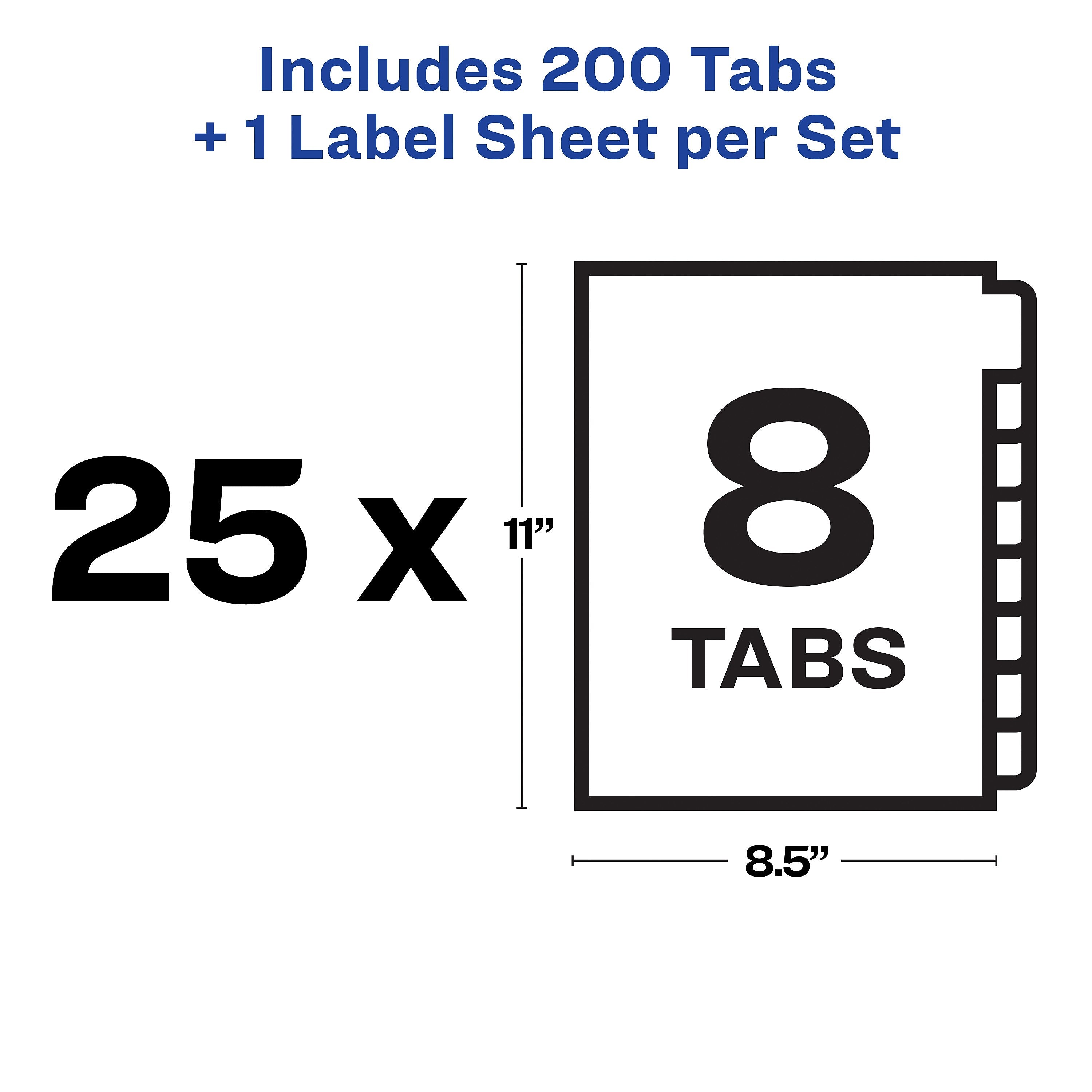 Avery Index Maker Unpunched Paper Dividers with Print & Apply Label Sheets, 8 Tabs, White, 25 Sets/Pack