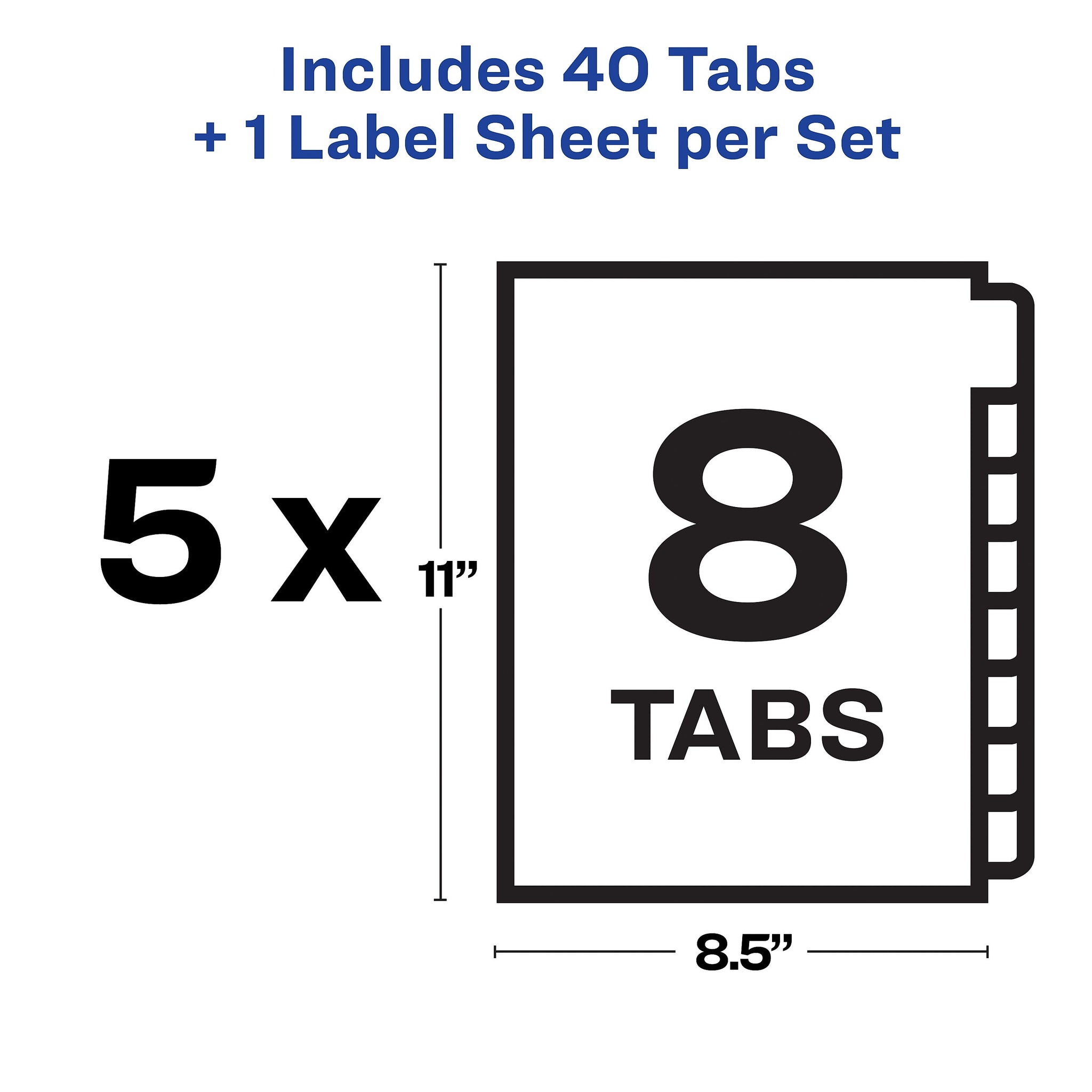 Avery Index Maker Unpunched Paper Dividers with Print & Apply Label Sheets, 8 Tabs, White, 5 Sets/Pack