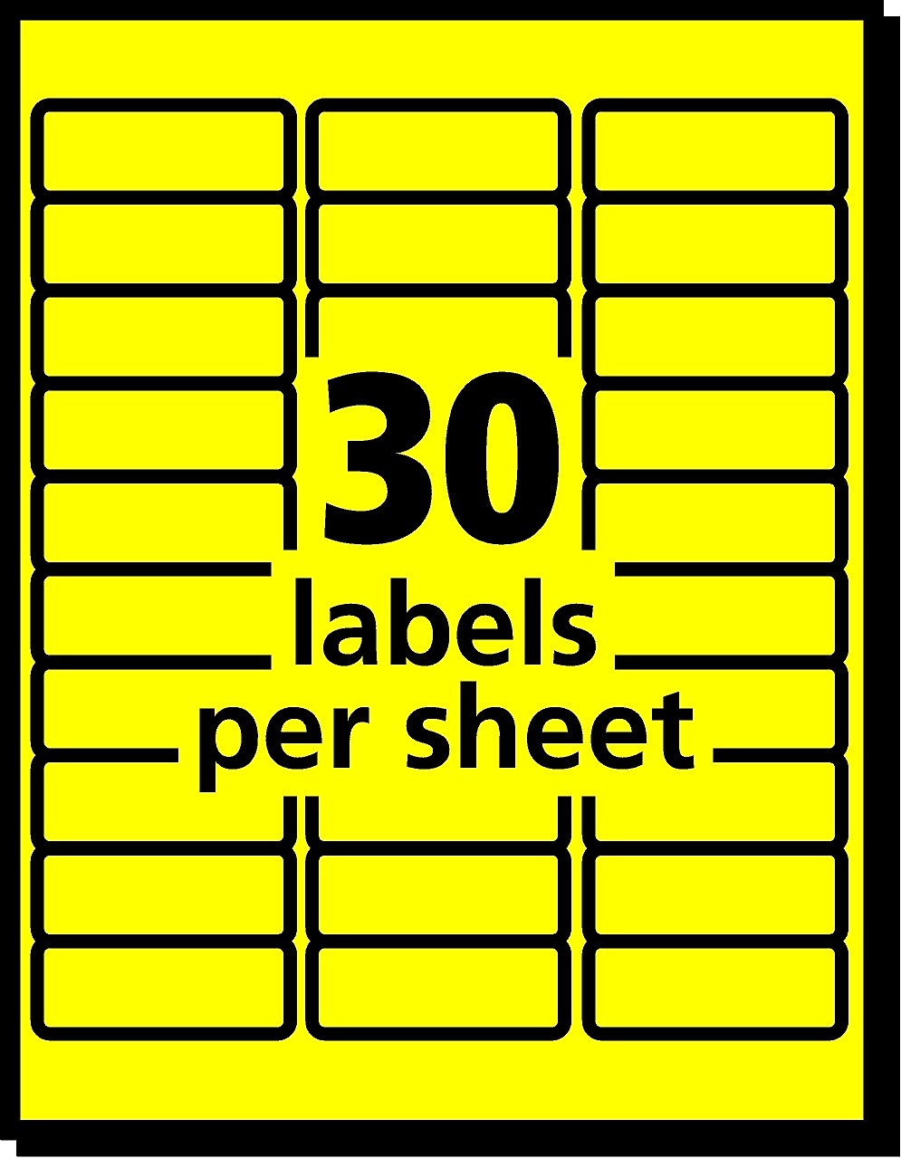 Avery Laser Address Labels, 1" x 2 5/8", Neon Yellow, 30 Labels/Sheet, 25 Sheets/Pack