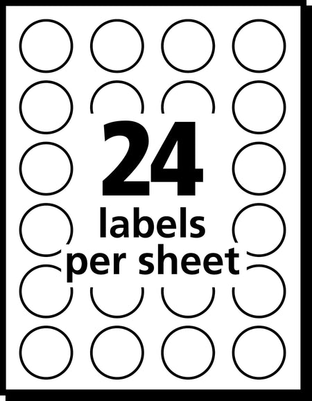 Avery Laser Color Coding Labels, 3/4" Dia., Neon Red, 24 Labels/Sheet, 42 Sheets/Pack