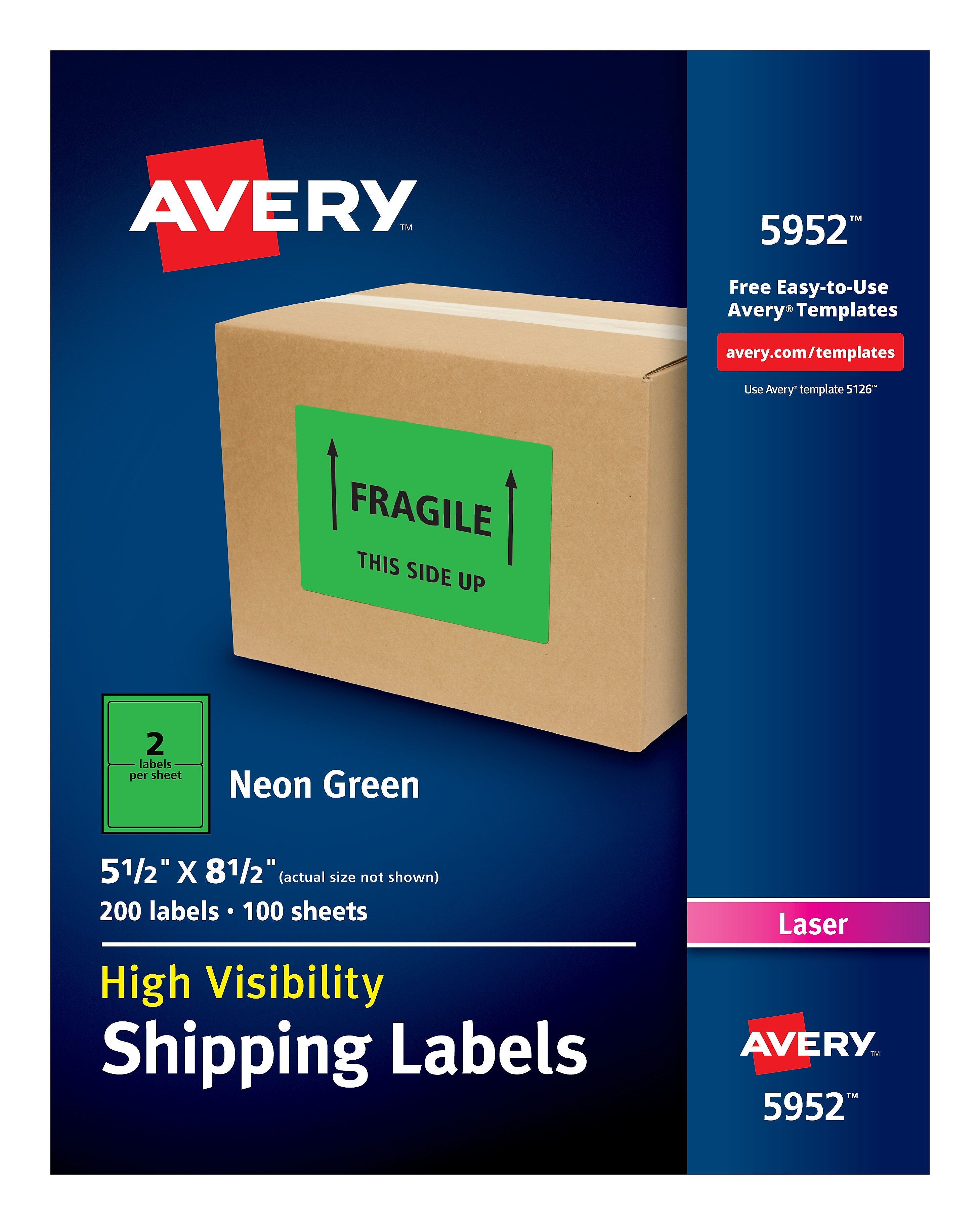 Avery Laser Shipping Labels, 5-1/2