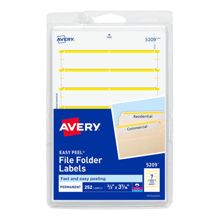 Avery Laser/Inkjet File Folder Labels, 0.67" x 3.44", Yellow, 252/Pack