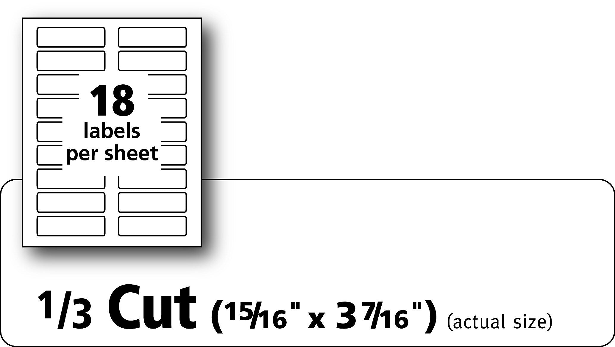 Avery Laser/Inkjet File Folder Labels, 15/16" x 3 7/16", White, 18/Sheet, 25 Sheets/Pack