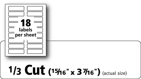 Avery Laser/Inkjet File Folder Labels, 15/16" x 3 7/16", White, 18/Sheet, 25 Sheets/Pack