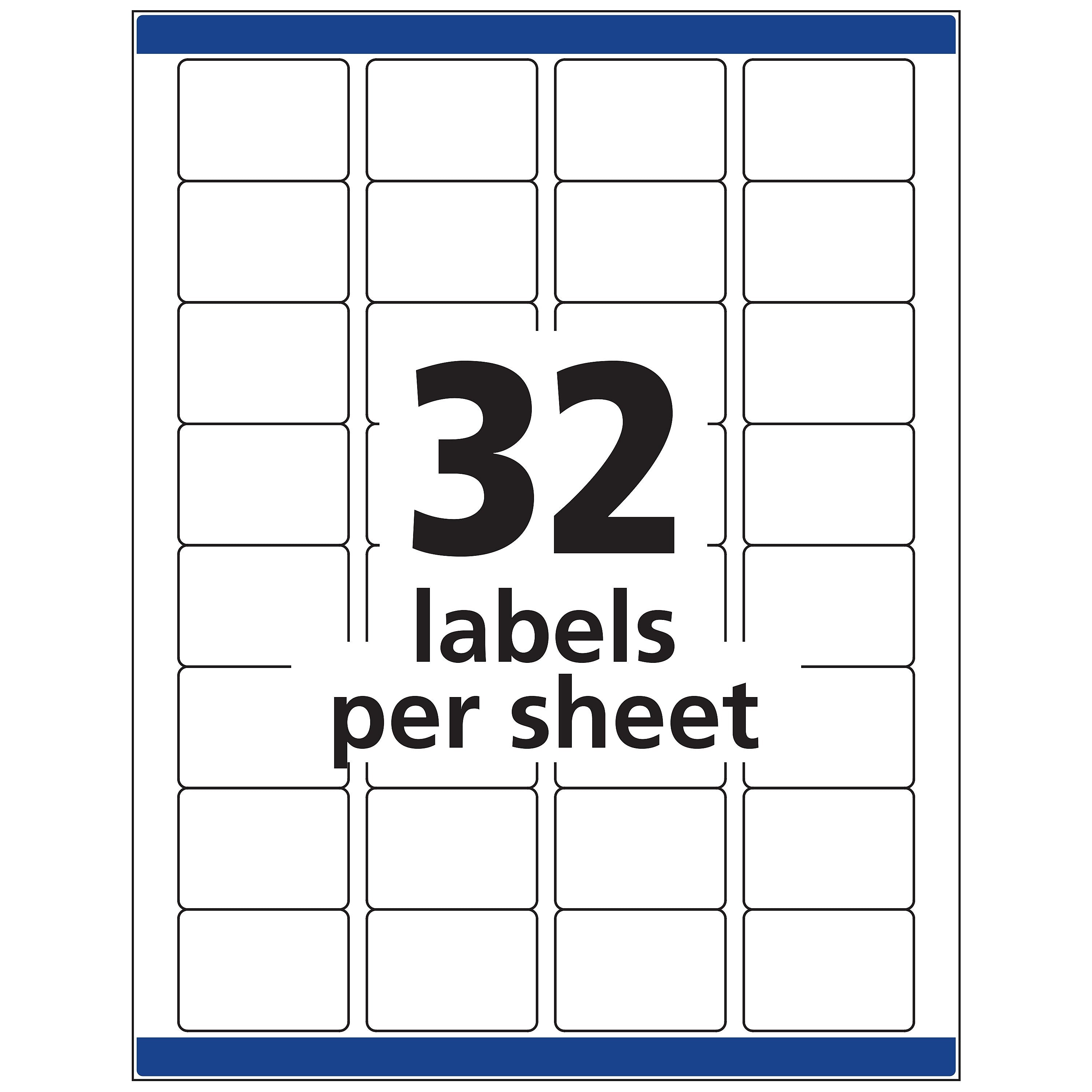 Avery Laser/Inkjet Identification Labels, 1 1/4" x 1 3/4", White, 32/Sheet, 15 Sheets/Pack