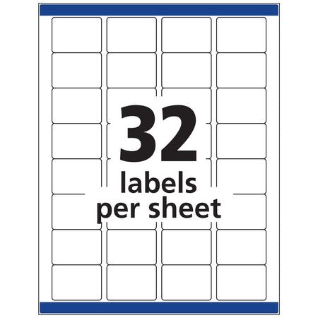 Avery Laser/Inkjet Identification Labels, 1 1/4" x 1 3/4", White, 32/Sheet, 15 Sheets/Pack