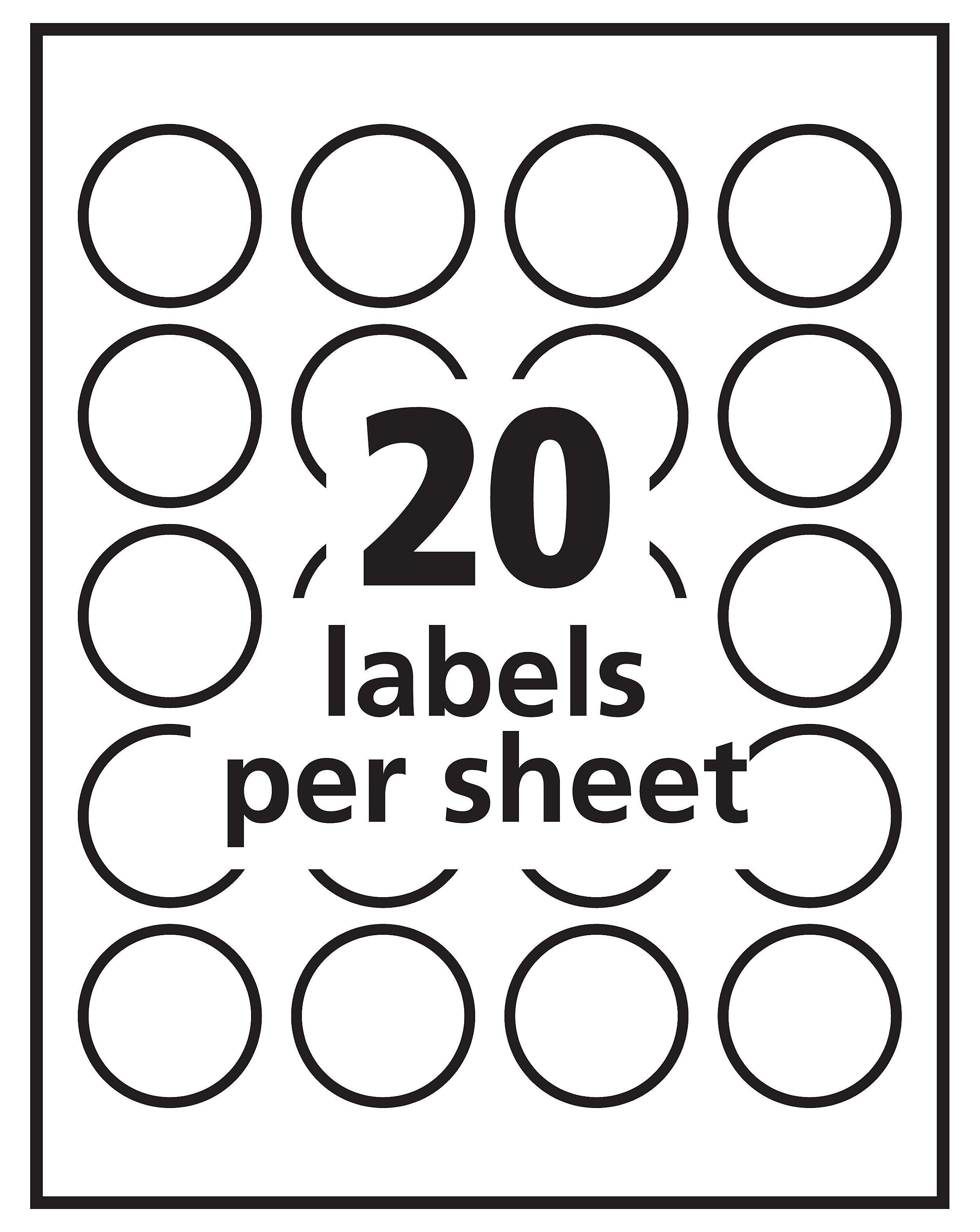 Avery Laser/Inkjet Identification Labels, 1 5/8" Dia., Glossy Clear, 20/Sheet, 25 Sheets/Pack