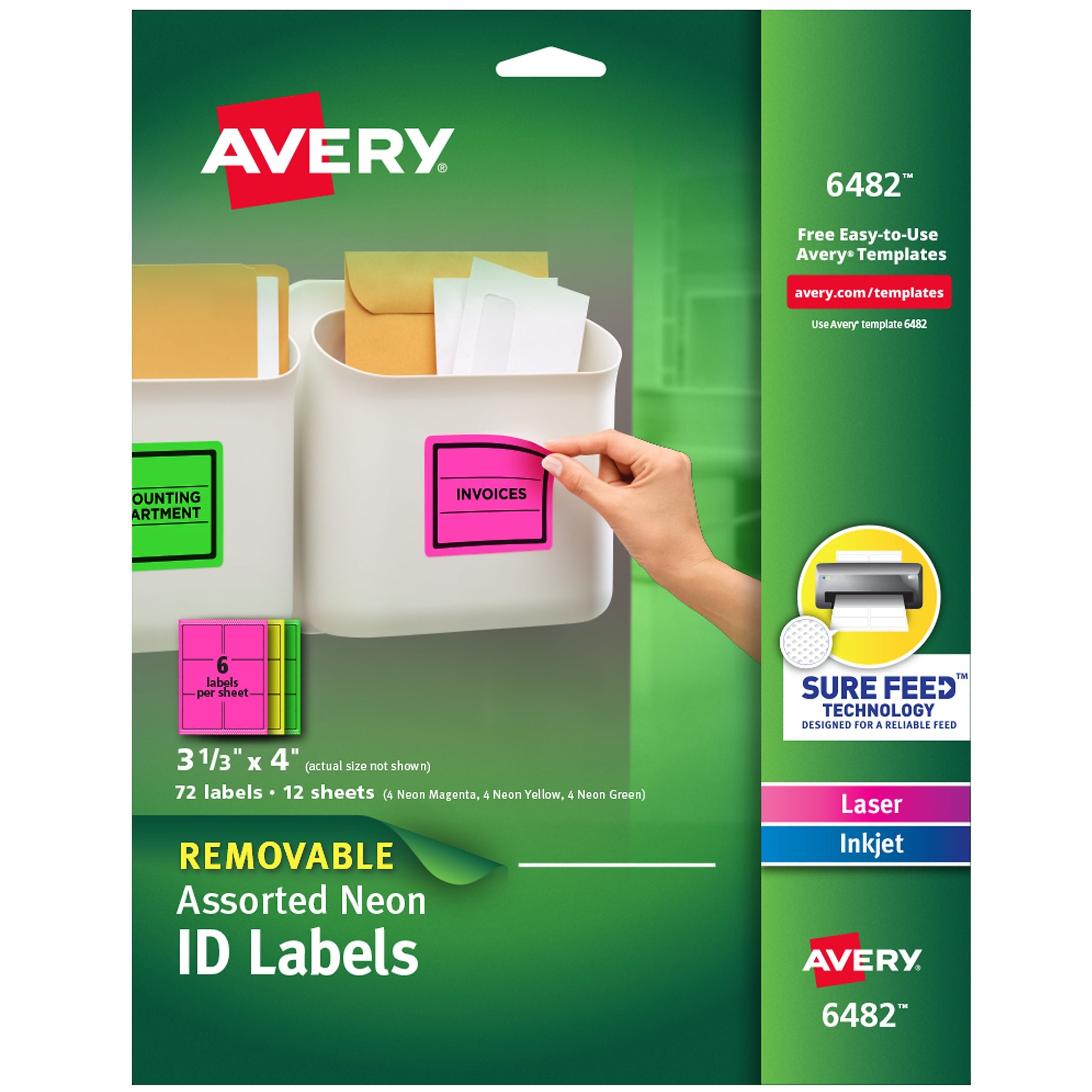 Avery Laser/Inkjet Identification Labels, 3 1/3