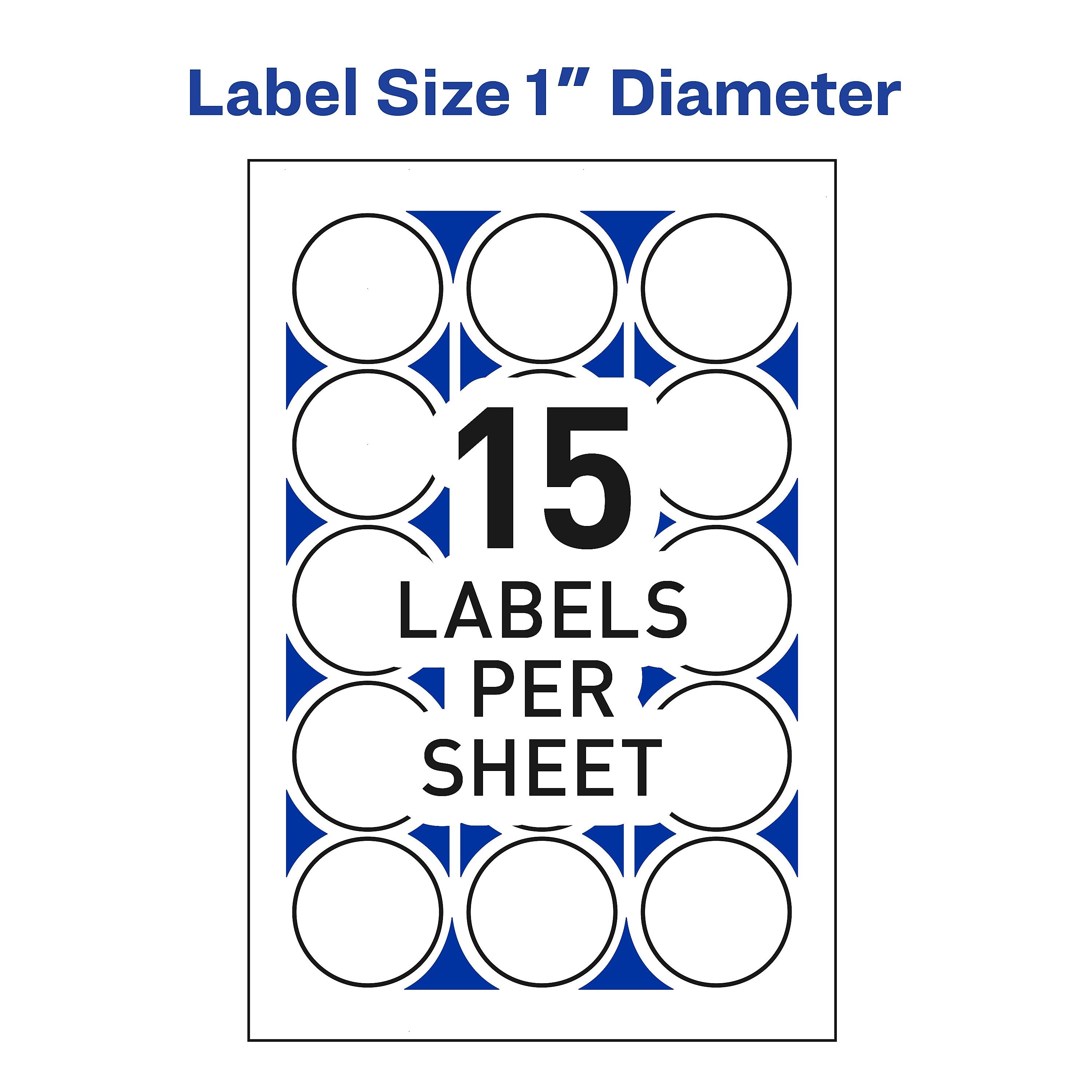 Avery Laser/Inkjet Mailing Seals, 1" Diameter, Glossy Clear, 15 Seals/Sheet, 32 Sheets/Pack, 480 Seals/Pack