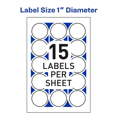 Avery Laser/Inkjet Mailing Seals, 1" Diameter, Glossy Clear, 15 Seals/Sheet, 32 Sheets/Pack, 480 Seals/Pack