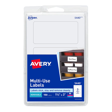 Avery Laser/Inkjet Multipurpose Labels, 1 1/2" x 3", White, 3 Labels/Sheet, 50 Sheets/Pack, 150 Labels/Pack