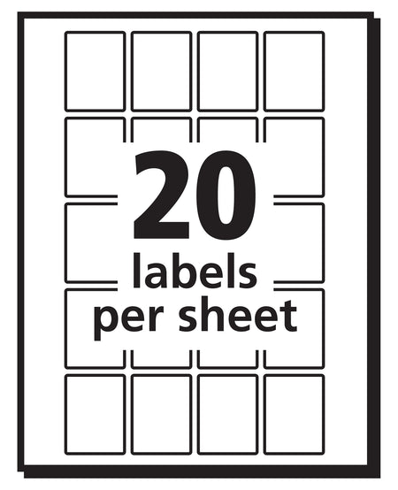 Avery Laser/Inkjet Multipurpose Labels, 1" x 3/4", White, 20/Sheet, 50 Sheets/Pack