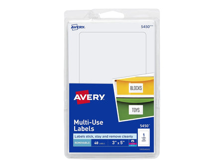 Avery Laser/Inkjet Multipurpose Labels, 3" x 5", White, 1 Label/Sheet, 40 Sheets/Pack