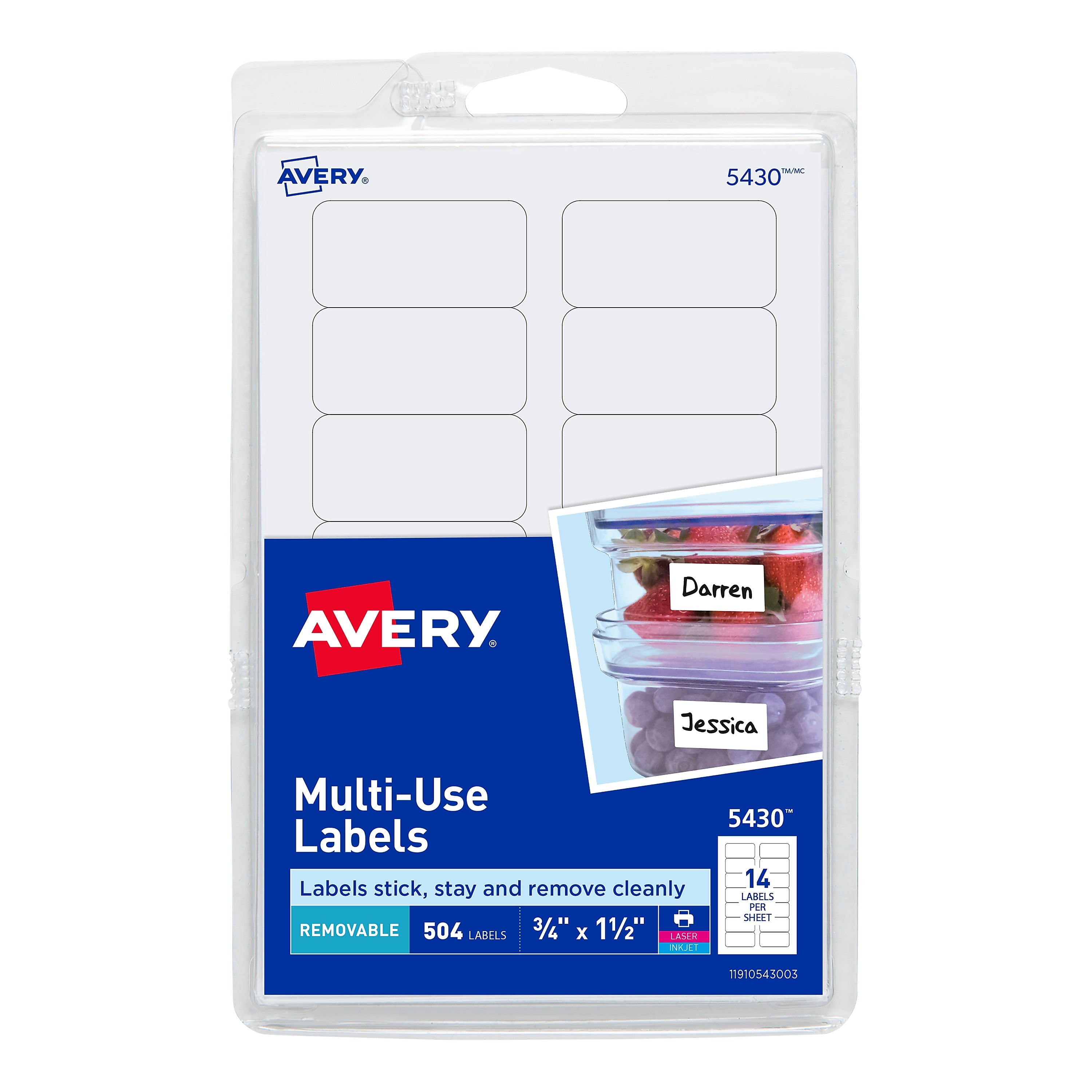 Avery Laser/Inkjet Multipurpose Labels, 3/4" x 1 1/2", White, 504 Labels Per Pack