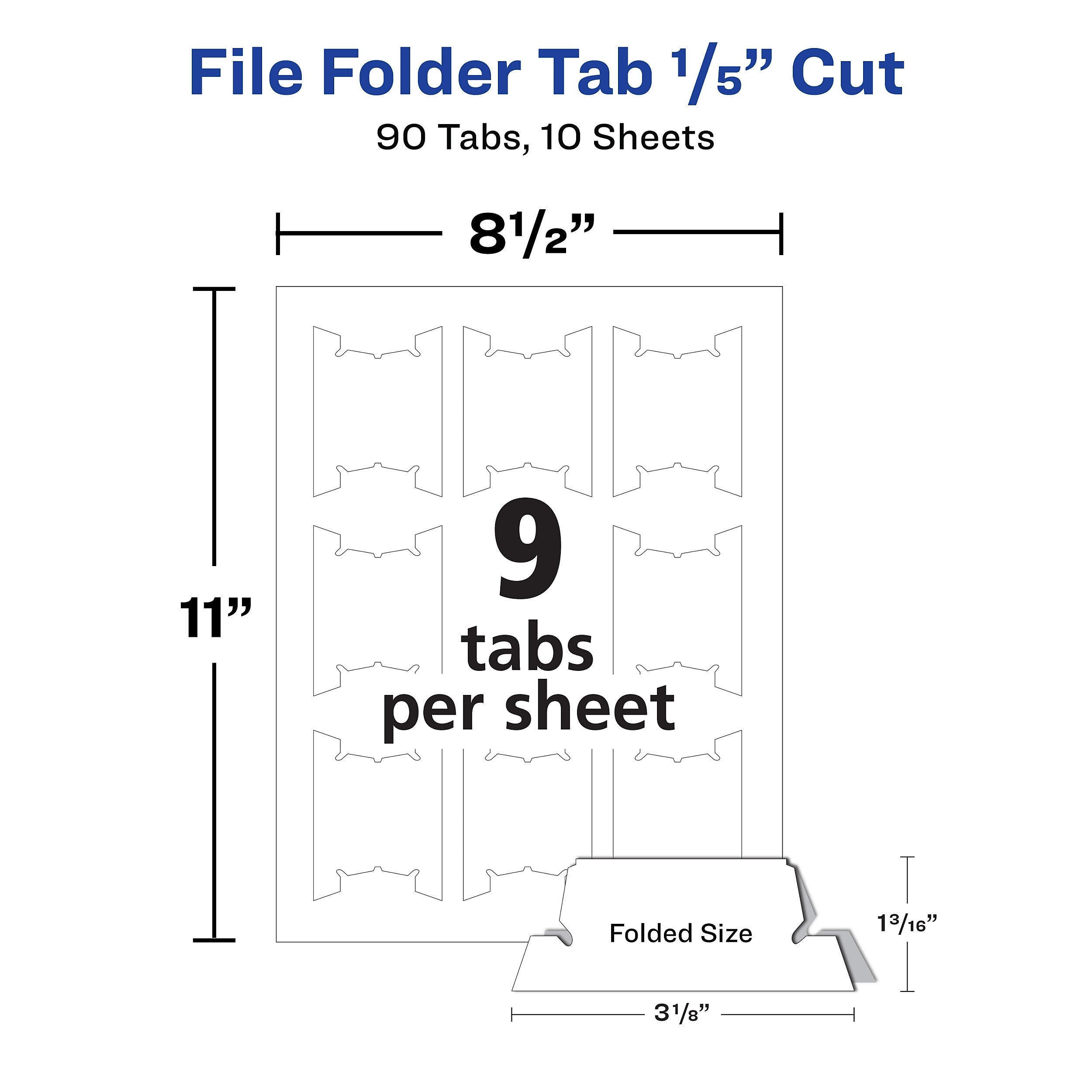 Avery Laser/Inkjet Permanent Adhesive Hanging File Tabs, White, 90 Labels Per Pack