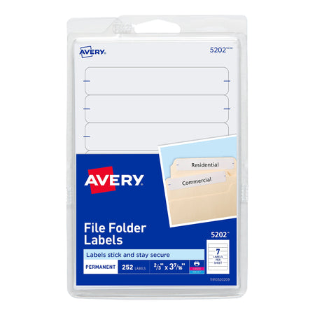 Avery Laser/Inkjet Permanent Print-or-Write File Folder Labels, White, 252 Labels Per Pack