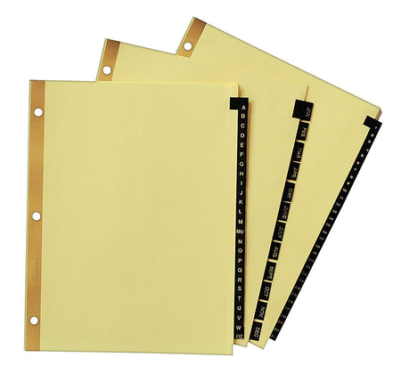 Avery Leather Style Pre-Printed Daily Tab Paper Dividers, 31 Tabs, Buff with Black Tabs