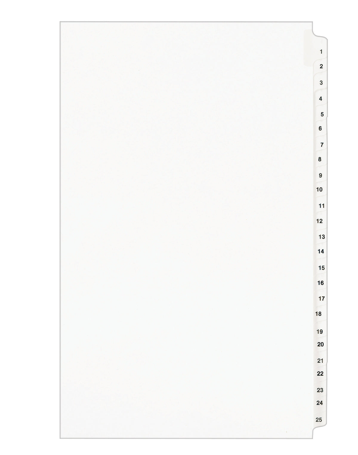 Avery Legal Pre-Printed Paper Divider Collated Set, 1-25 Tabs, White, Avery Style, Legal Size