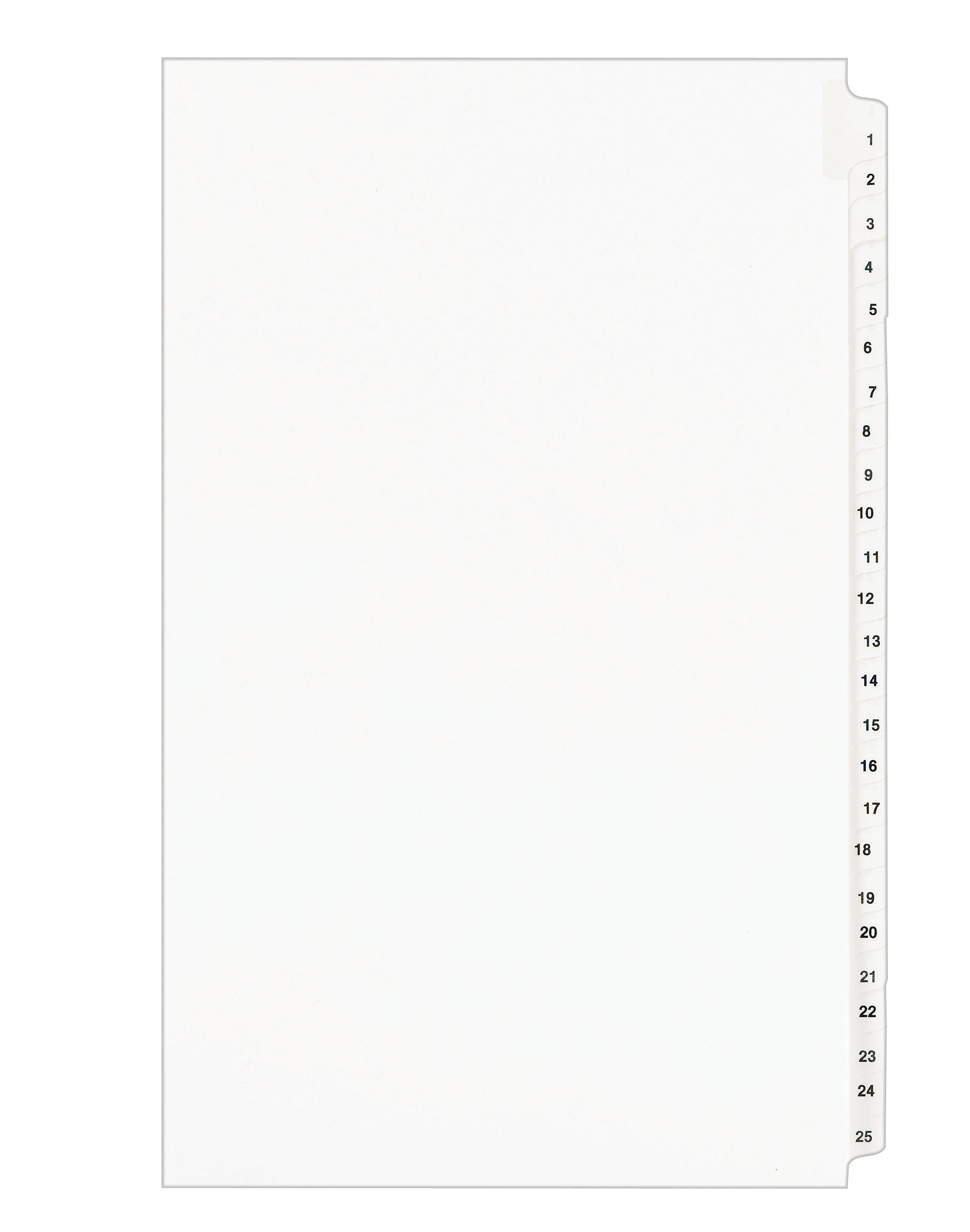 Avery Legal Pre-Printed Paper Divider Collated Set, 1-25 Tabs, White, Avery Style, Legal Size