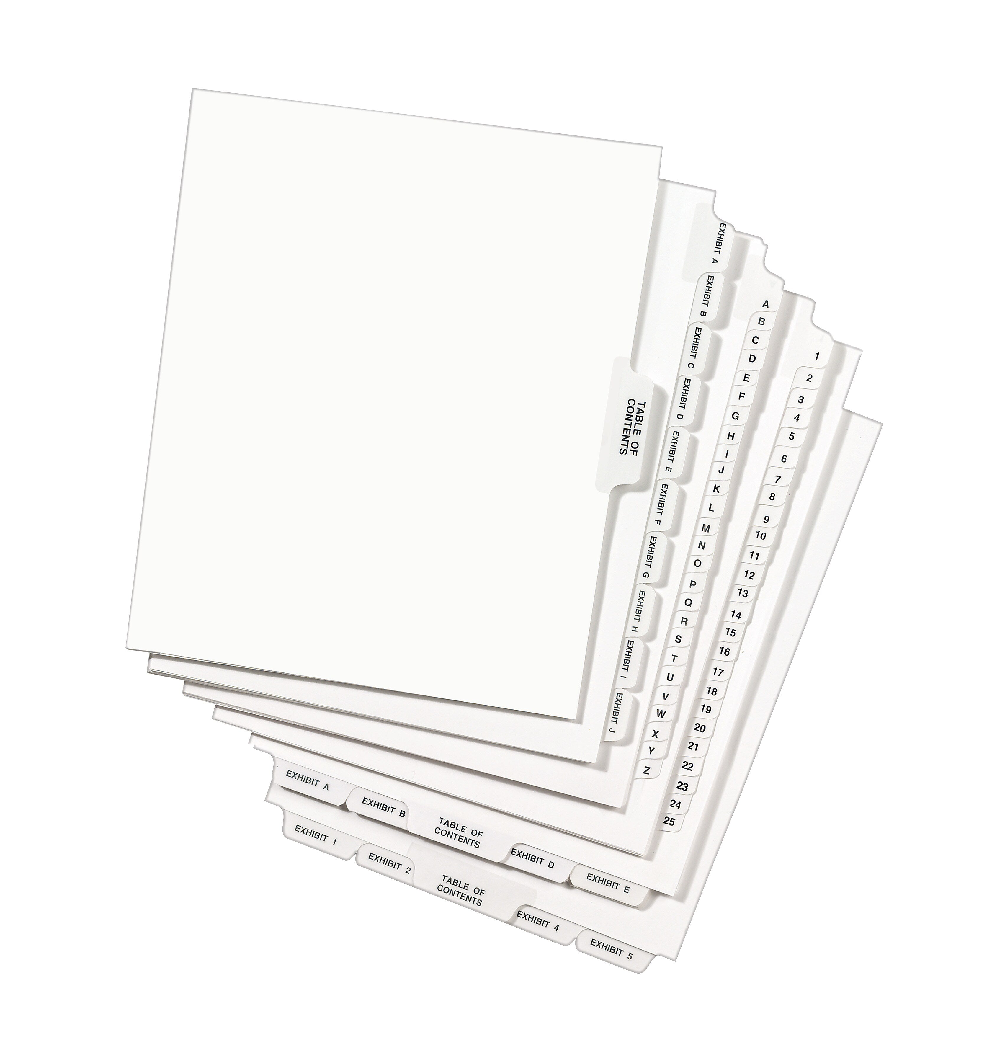 Avery Legal Pre-Printed Paper Divider Collated Set, 1-25 Tabs, White, Avery Style, Legal Size