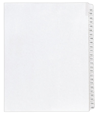 Avery Legal Pre-Printed Paper Divider Collated Set, 101-125 Tabs, White, Allstate Style, Letter Size