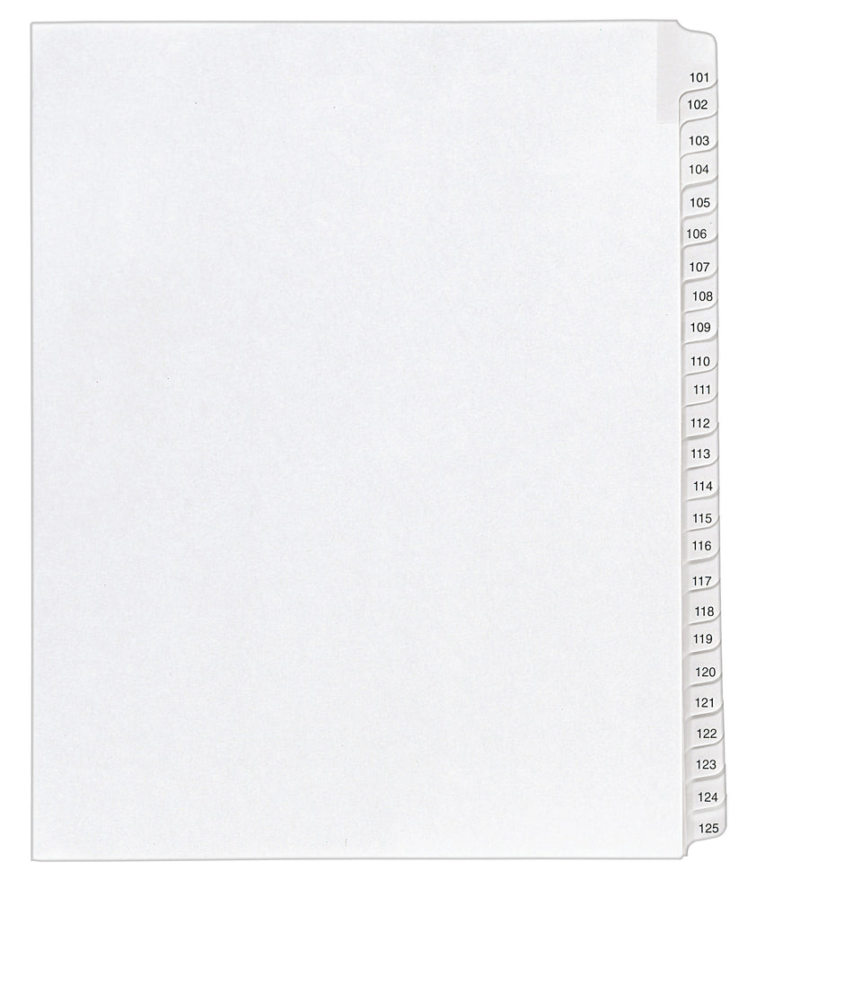 Avery Legal Pre-Printed Paper Divider Collated Set, 101-125 Tabs, White, Allstate Style, Letter Size