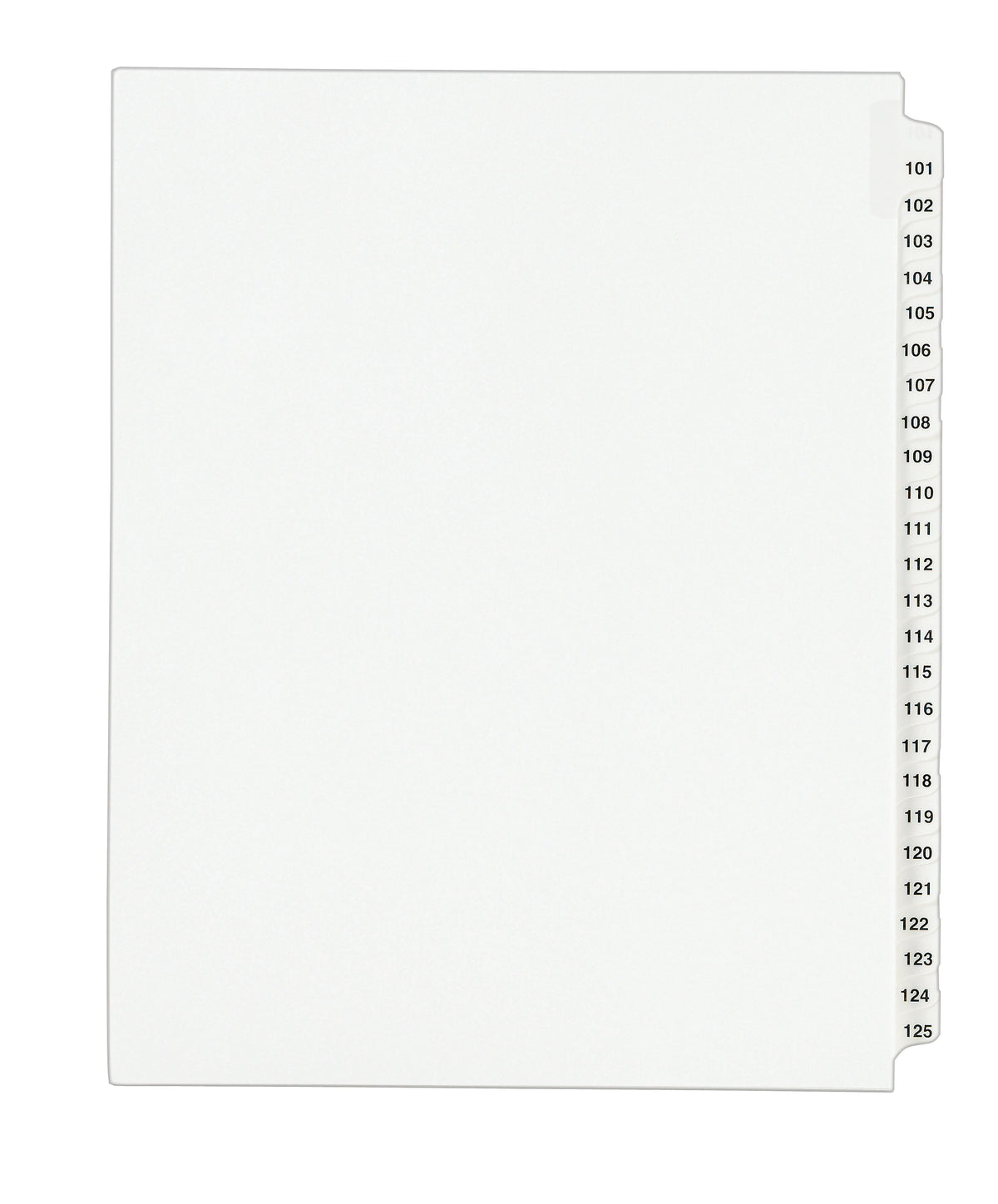 Avery Legal Pre-Printed Paper Divider Collated Set, 101-125 Tabs, White, Avery Style, Letter Size