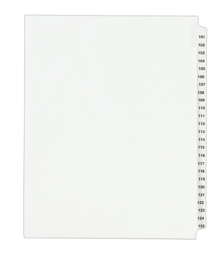 Avery Legal Pre-Printed Paper Divider Collated Set, 101-125 Tabs, White, Avery Style, Letter Size