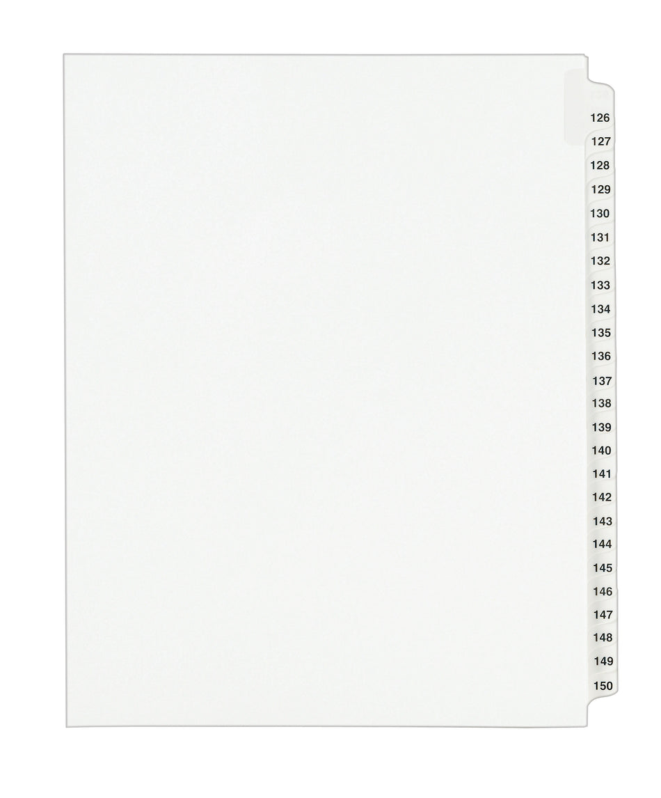 Avery Legal Pre-Printed Paper Divider Collated Set, 126-150 Tabs, White, Avery Style, Letter Size