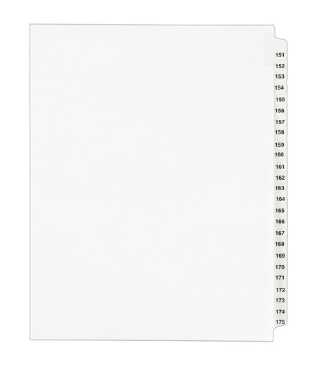 Avery Legal Pre-Printed Paper Divider Collated Set, 151-175 Tabs, White, Avery Style, Letter Size