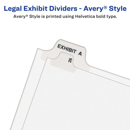 Avery Legal Pre-Printed Paper Divider Collated Set, 201-225 Tabs, White, Avery Style, Letter Size