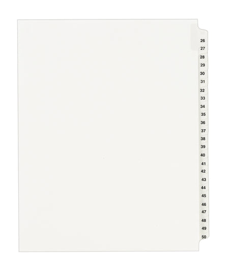 Avery Legal Pre-Printed Paper Divider Collated Set, 26-50 Tabs, White, Avery Style, Letter Size