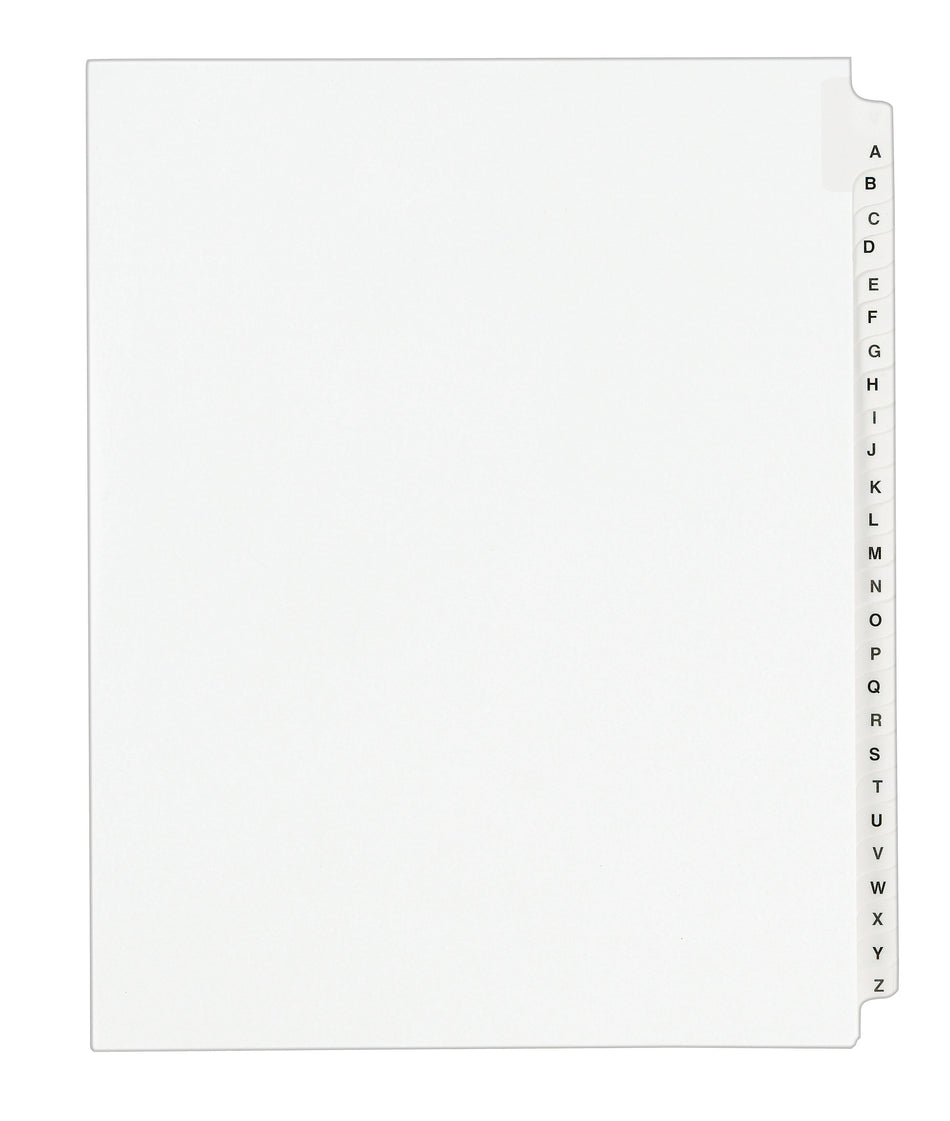 Avery Legal Pre-Printed Paper Divider Collated Set, A-Z Tabs, White, Avery Style, Letter Size