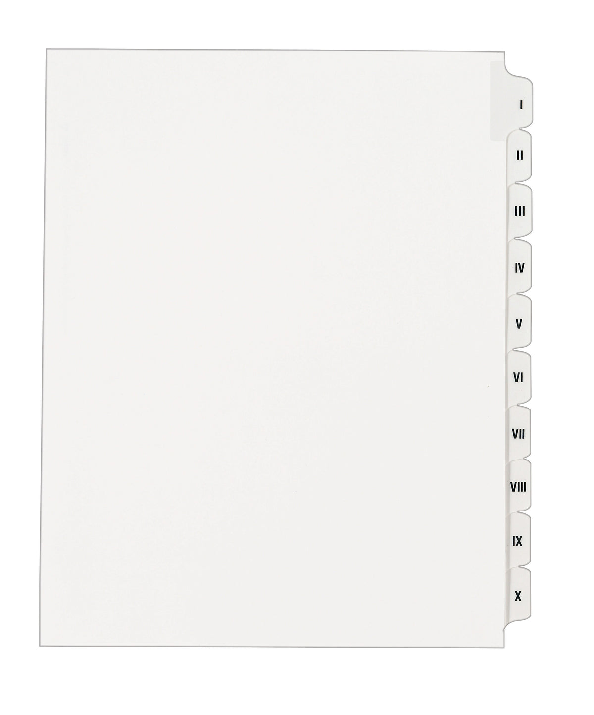 Avery Legal Pre-Printed Paper Divider Collated Set, I-X Tabs, White, Allstate Style, Letter Size