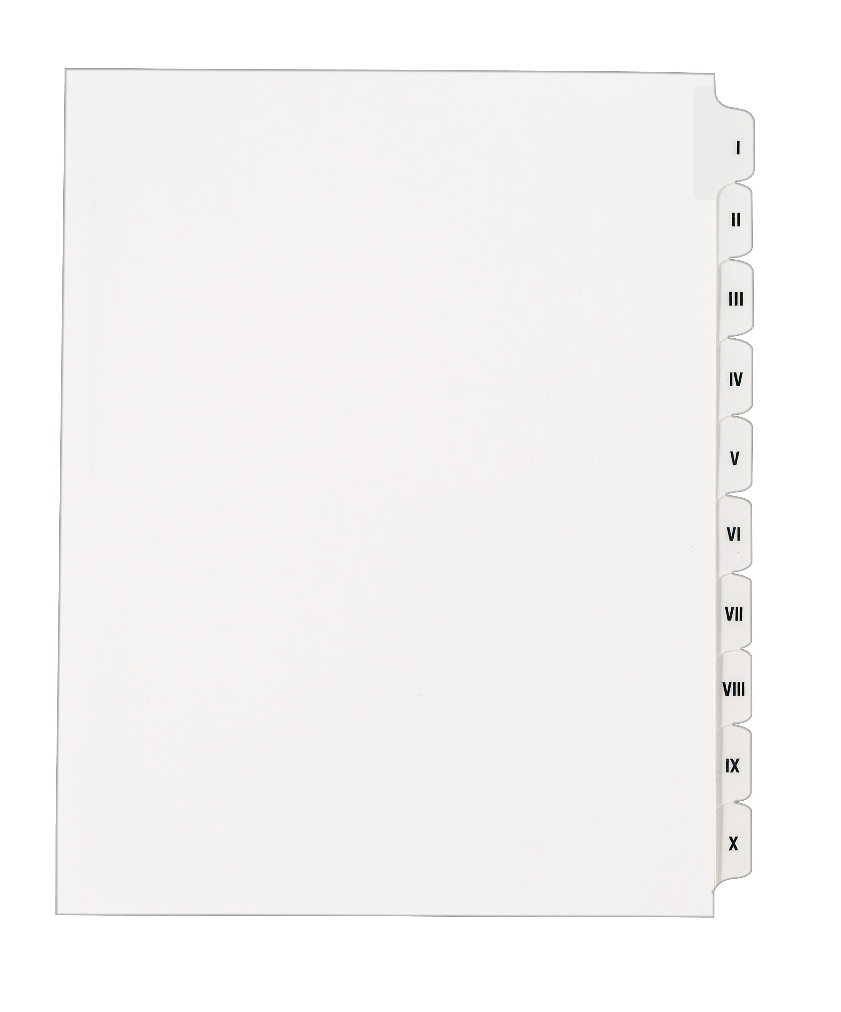 Avery Legal Pre-Printed Paper Divider Collated Set, I-X Tabs, White, Allstate Style, Letter Size