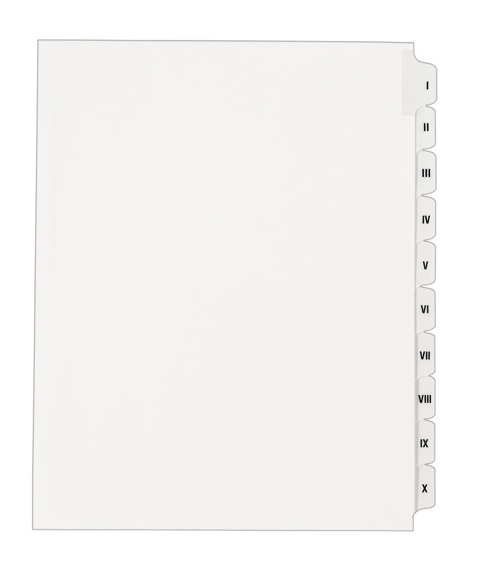 Avery Legal Pre-Printed Paper Divider Collated Set, I-X Tabs, White, Allstate Style, Letter Size