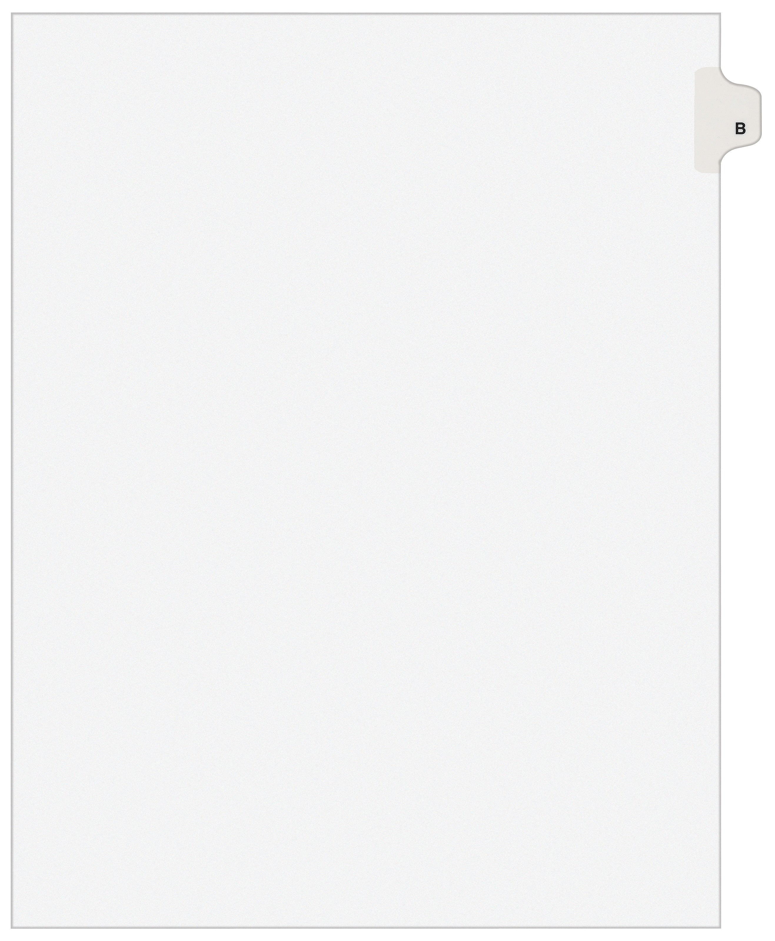 Avery Legal Pre-Printed Paper Divider, Side Tab B, White, Avery Style, Letter Size, 25/Pack