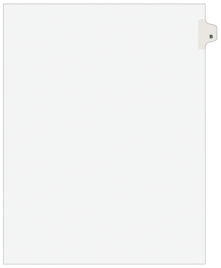 Avery Legal Pre-Printed Paper Divider, Side Tab B, White, Avery Style, Letter Size, 25/Pack