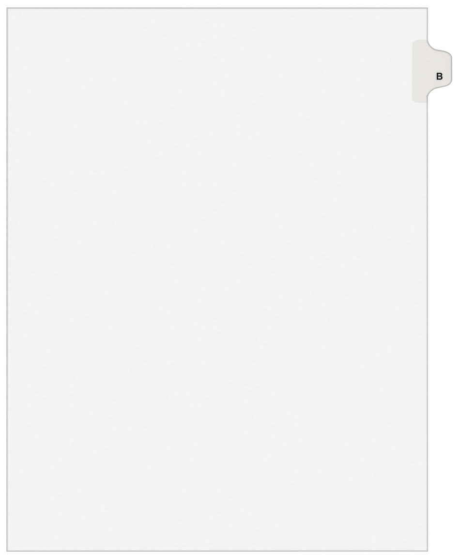 Avery Legal Pre-Printed Paper Divider, Side Tab B, White, Avery Style, Letter Size, 25/Pack