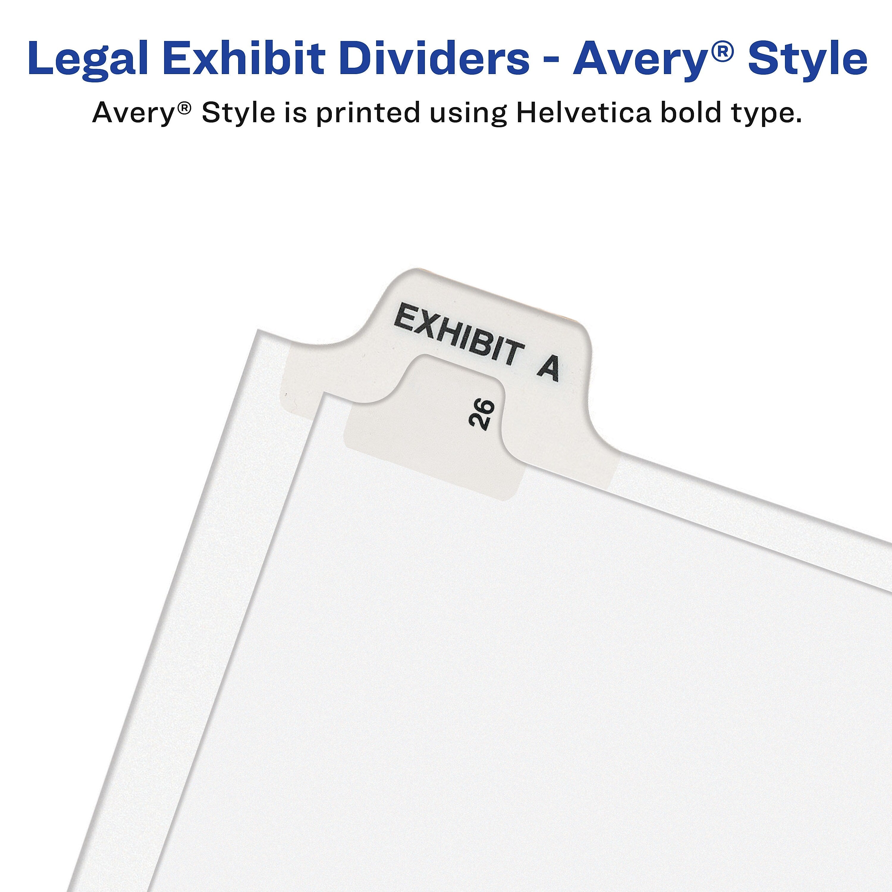 Avery Legal Pre-Printed Paper Dividers, Bottom Tab EXHIBIT B, White, Avery Style, Letter Size, 25/Pack